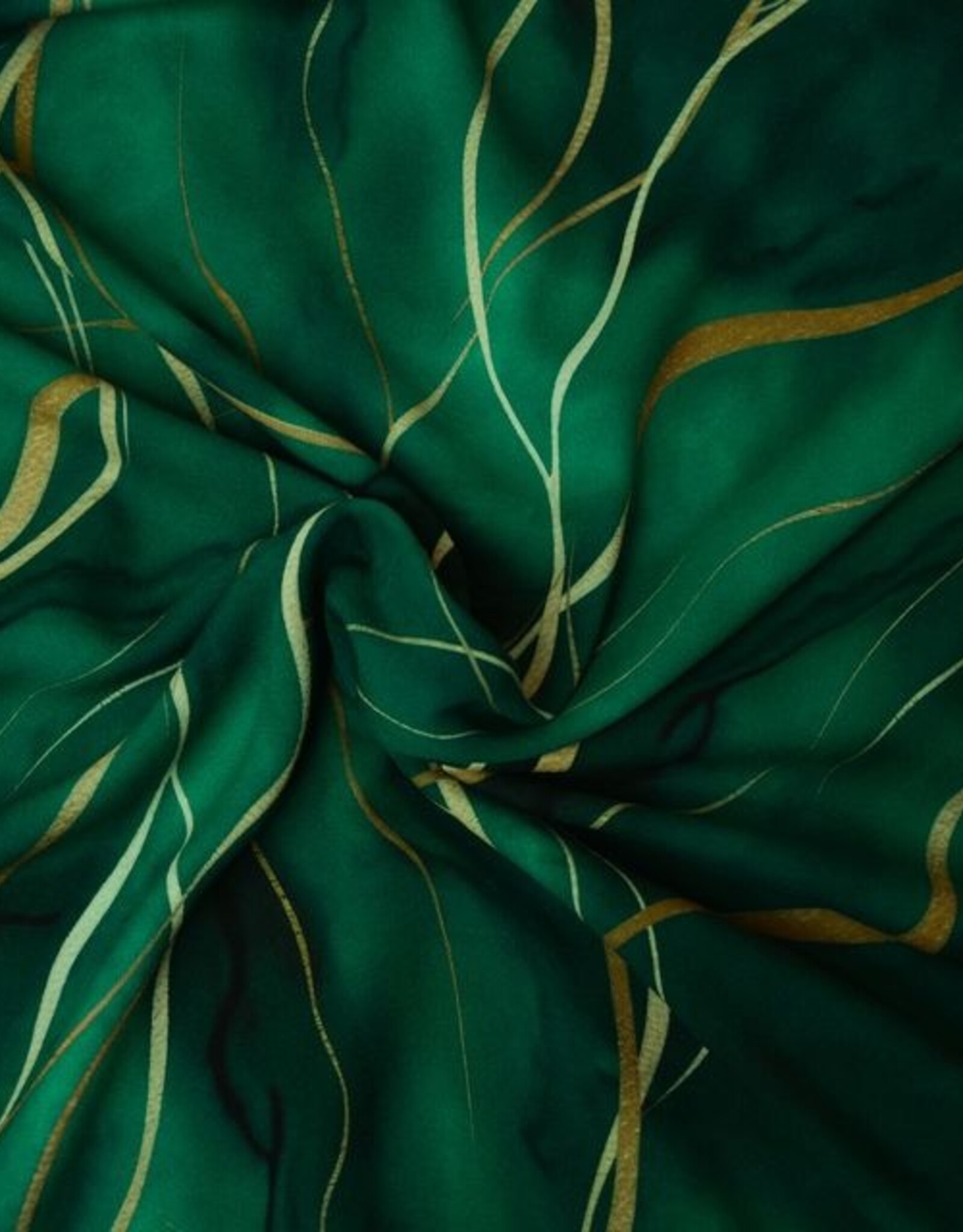 Viscose intens groen gouden lijnen