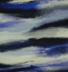 Viscosejersey Elsa abstracte vage print marine/kobalt