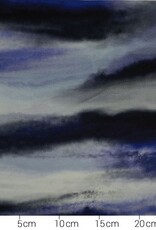 Viscosejersey Elsa abstracte vage print marine/kobalt