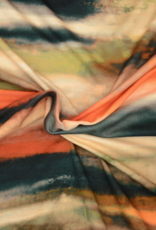 Viscosejersey Elsa abstracte vage print groen/oranje