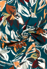 Viscose jersey petrol groot gebloemd petrol
