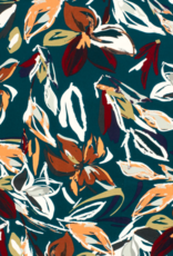 Viscose jersey petrol groot gebloemd petrol