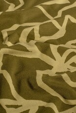 Viscose jersey two-tone abstract roses kaki