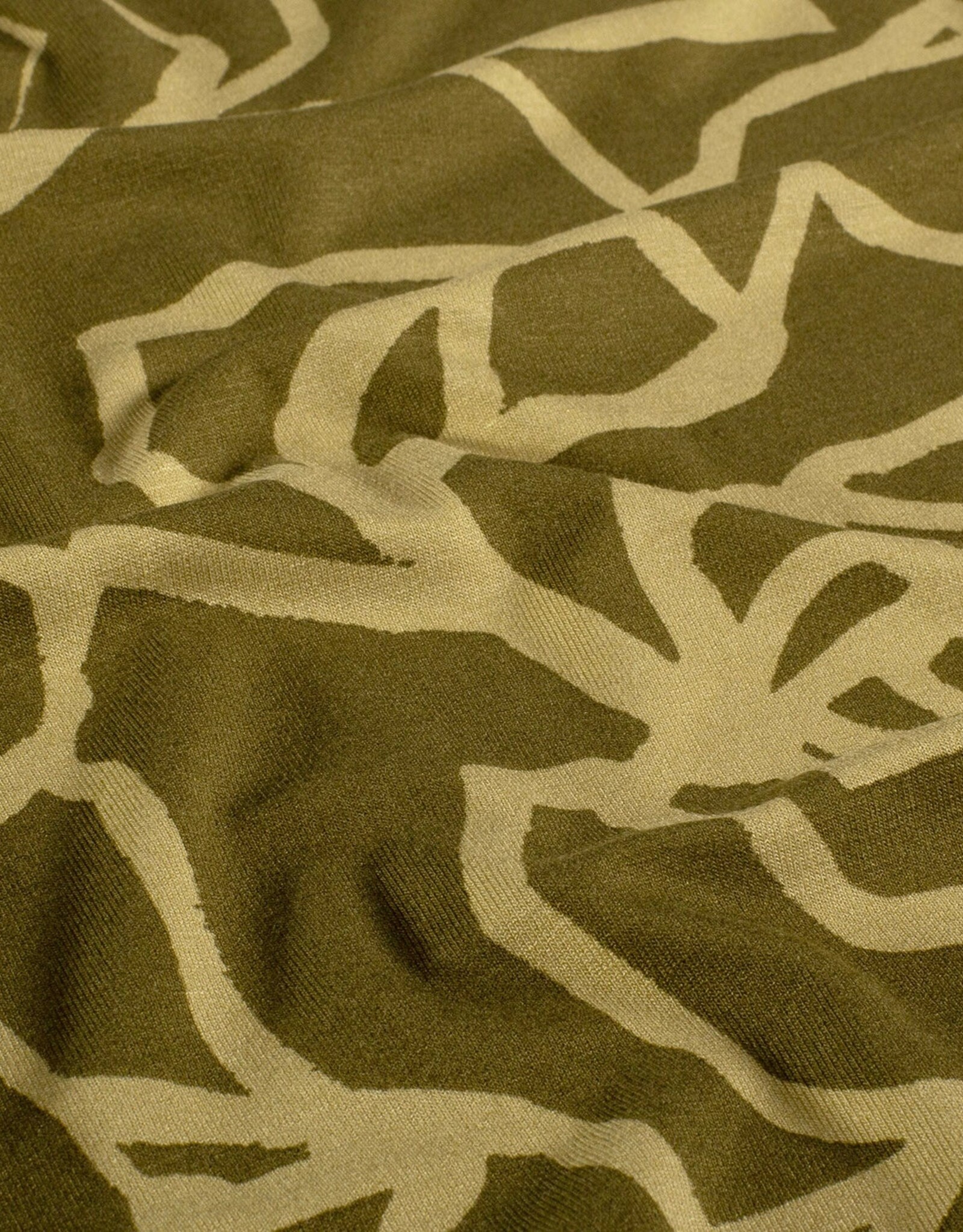 Viscose jersey two-tone abstract roses kaki