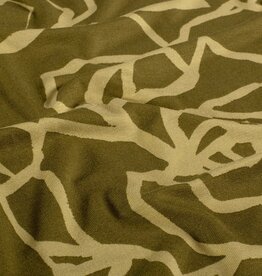 Viscose jersey two-tone abstract roses kaki