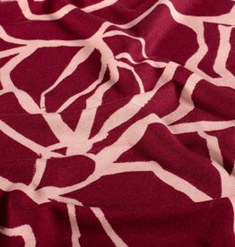 Viscose jersey two-tone abstract roses bordeau