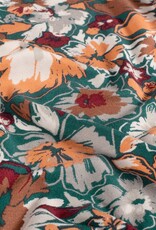 Viscose jersey gebloemd petrol bordeau bruin