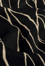Viscose twill two-tone abstracte lijnen zwart