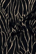 Viscose twill two-tone abstracte lijnen zwart