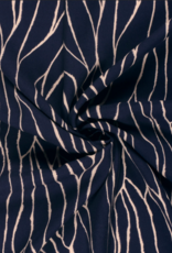 Viscose twill two-tone abstracte lijnen marine blauw