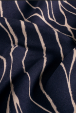 Viscose twill two-tone abstracte lijnen marine blauw