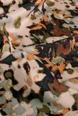 Twill jersey wazige bloemenprint bruin kaki
