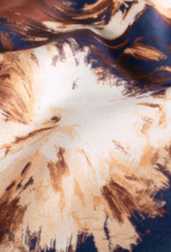 Suede bedrukt vage bloemenprint bruin marine