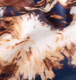 Suede bedrukt vage bloemenprint bruin marine