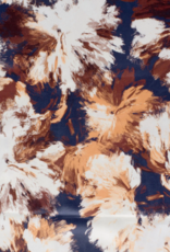 Suede bedrukt vage bloemenprint bruin marine