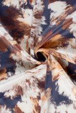 Suede bedrukt vage bloemenprint bruin marine