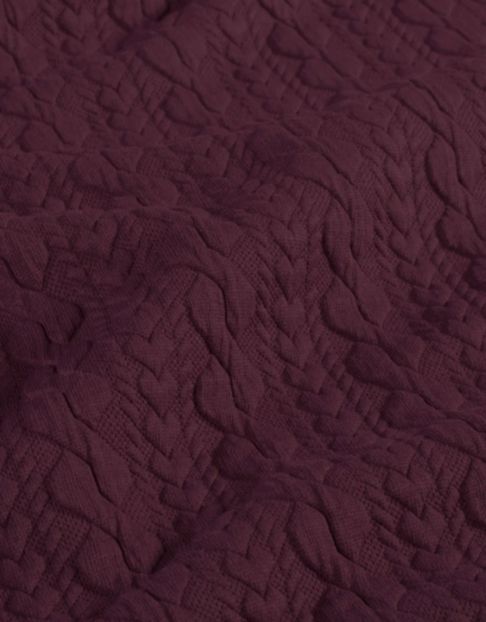 Structuur jersey kabelsteek/hartjes aubergine