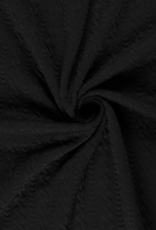 Structuur jersey kabelsteek/hartjes zwart
