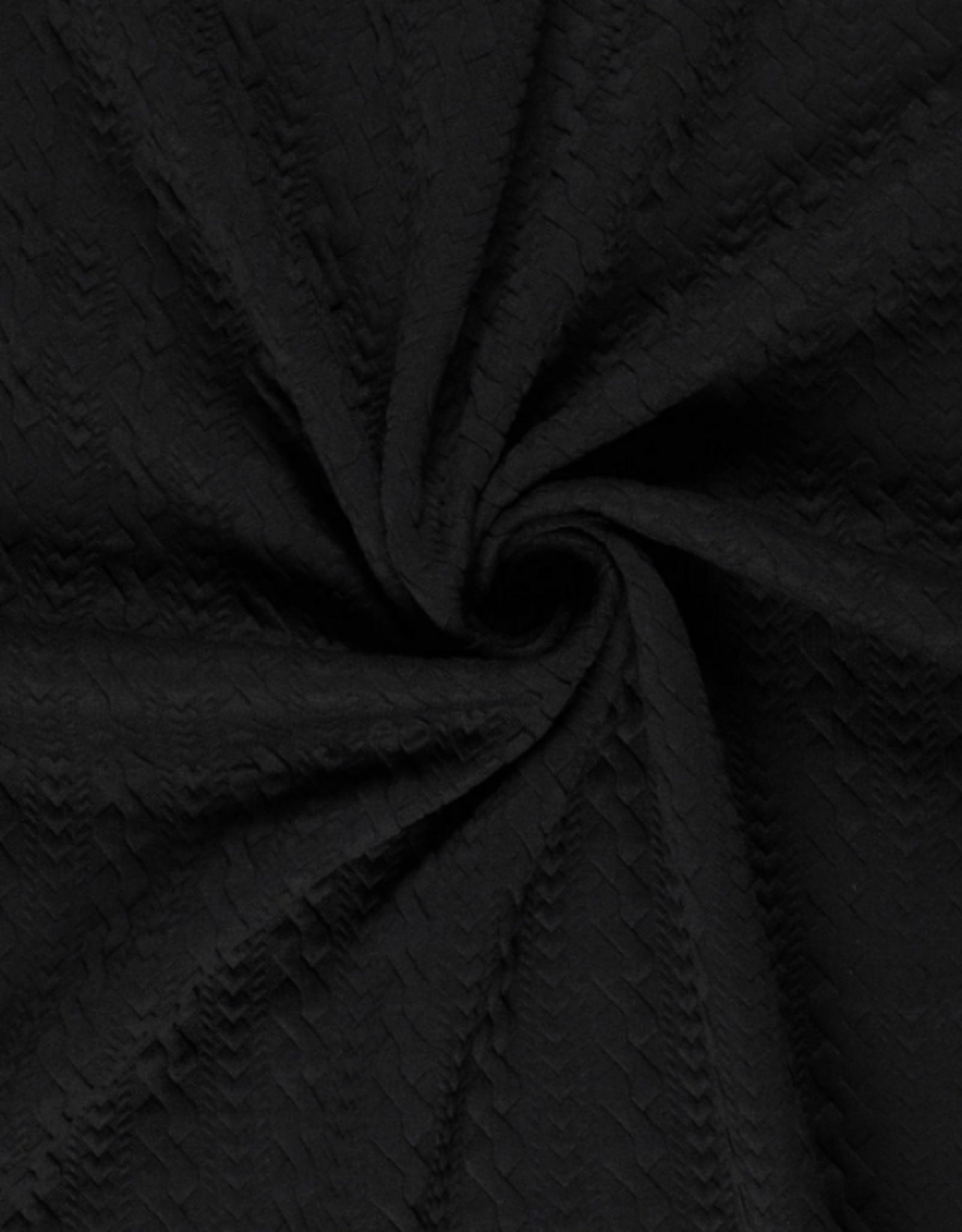 Structuur jersey kabelsteek/hartjes zwart