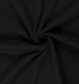 Structuur jersey kabelsteek/hartjes zwart