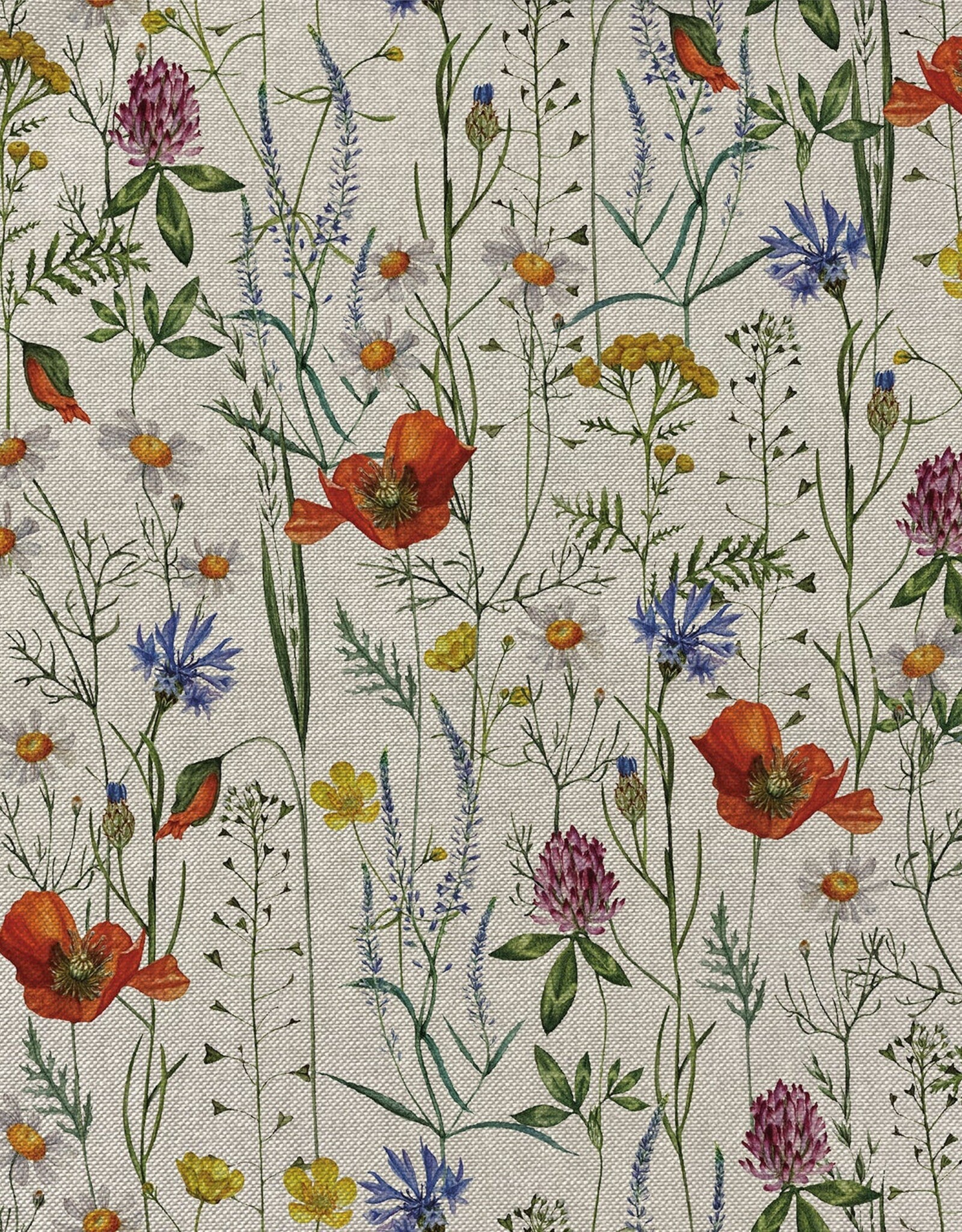 Canvas linnenlook wilde bloemen groot
