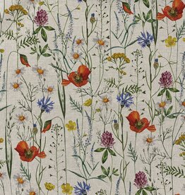 Canvas linnenlook wilde bloemen groot