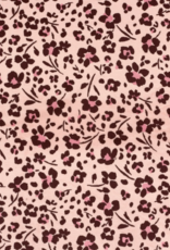 Nicky velours bedrukt bloemen bordeau/rose