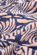 Nicky velours bedrukt abstract blad marine/rose