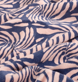 Nicky velours bedrukt abstract blad marine/rose