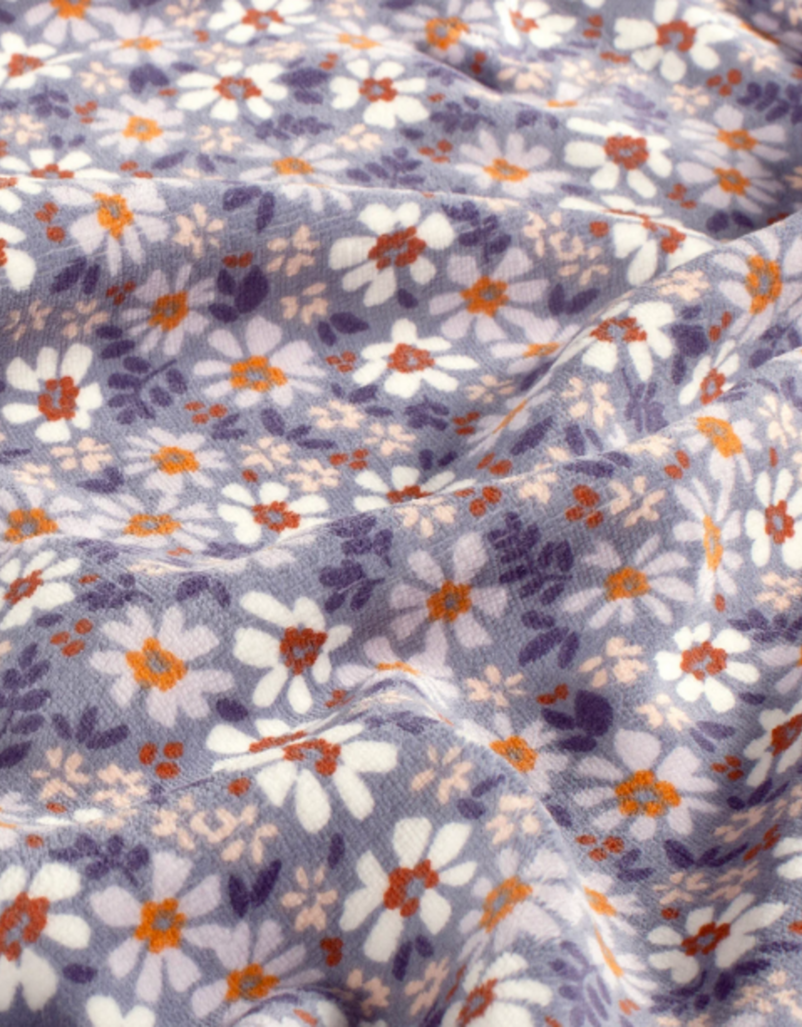 Nicky velours bedrukt retro bloemetjes lila