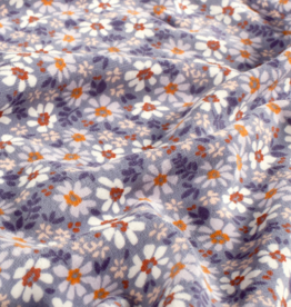 Nicky velours bedrukt retro bloemetjes lila