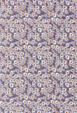 Nicky velours bedrukt retro bloemetjes lila