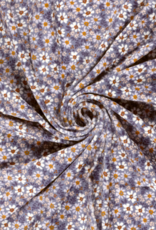 Nicky velours bedrukt retro bloemetjes lila