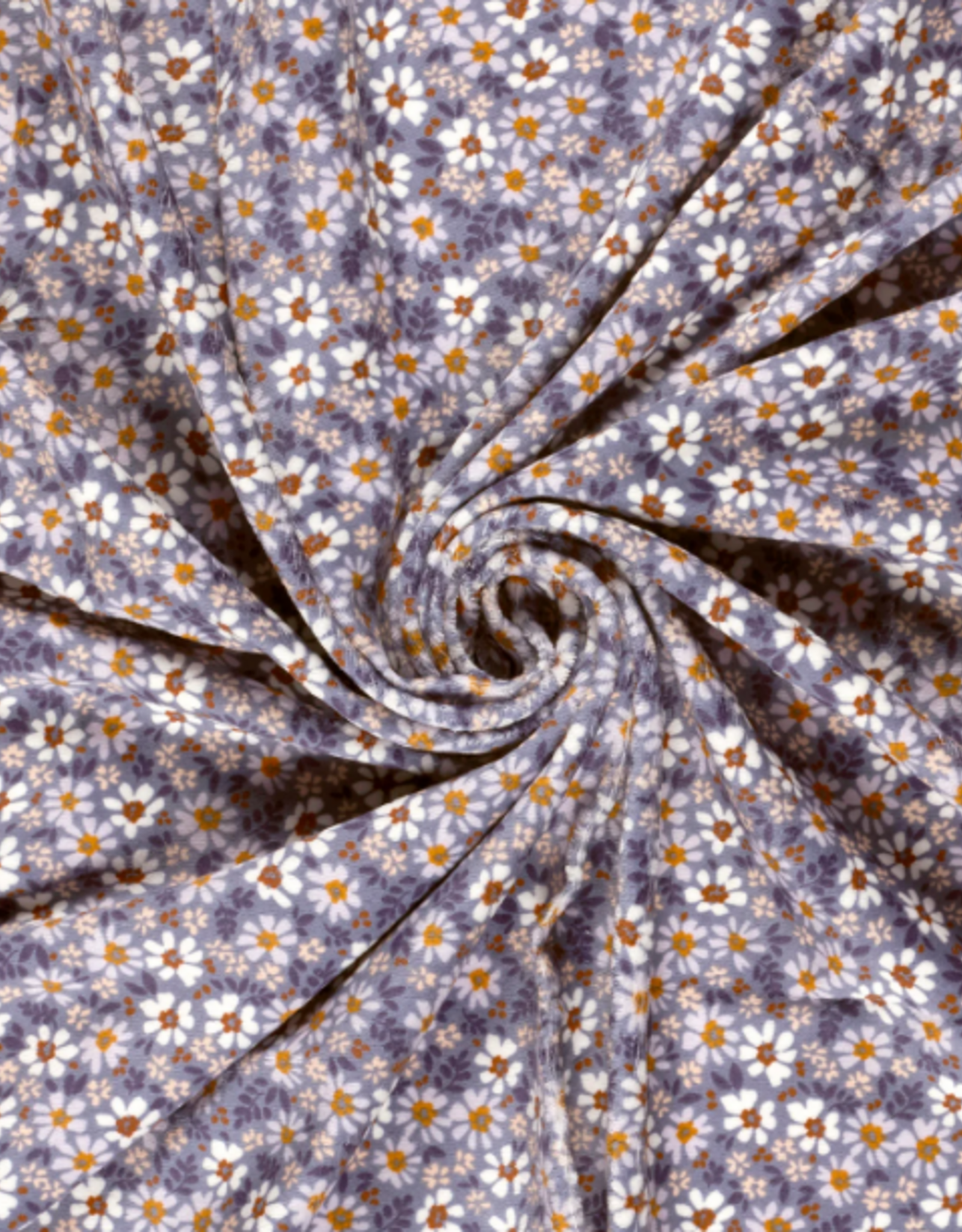Nicky velours bedrukt retro bloemetjes lila