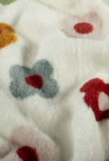 Welness fleece retro bloemetjes offwhite