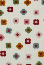 Welness fleece retro bloemetjes offwhite
