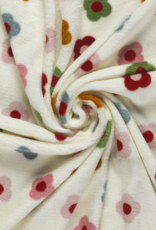Welness fleece retro bloemetjes offwhite