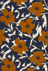 French Terry abstract Floral roest/navy