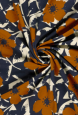 French Terry abstract Floral roest/navy