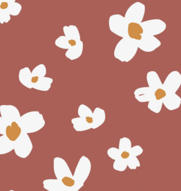 Gecoate regenjassenstof lichtroest gebloemd