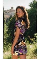 Punta digitale bedrukking marmerlook gold flowers