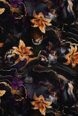 Punta digitale bedrukking marmerlook gold flowers