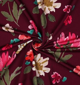 French terry digitaal bedrukt mauve abstracte bloemen - Nerida Hanssen collectie