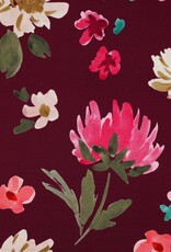 French terry digitaal bedrukt mauve abstracte bloemen - Nerida Hanssen collectie