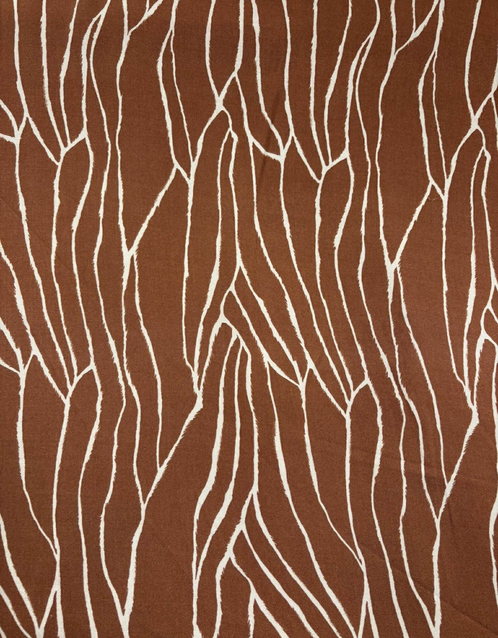 Viscose twill two-tone abstracte lijnen roest