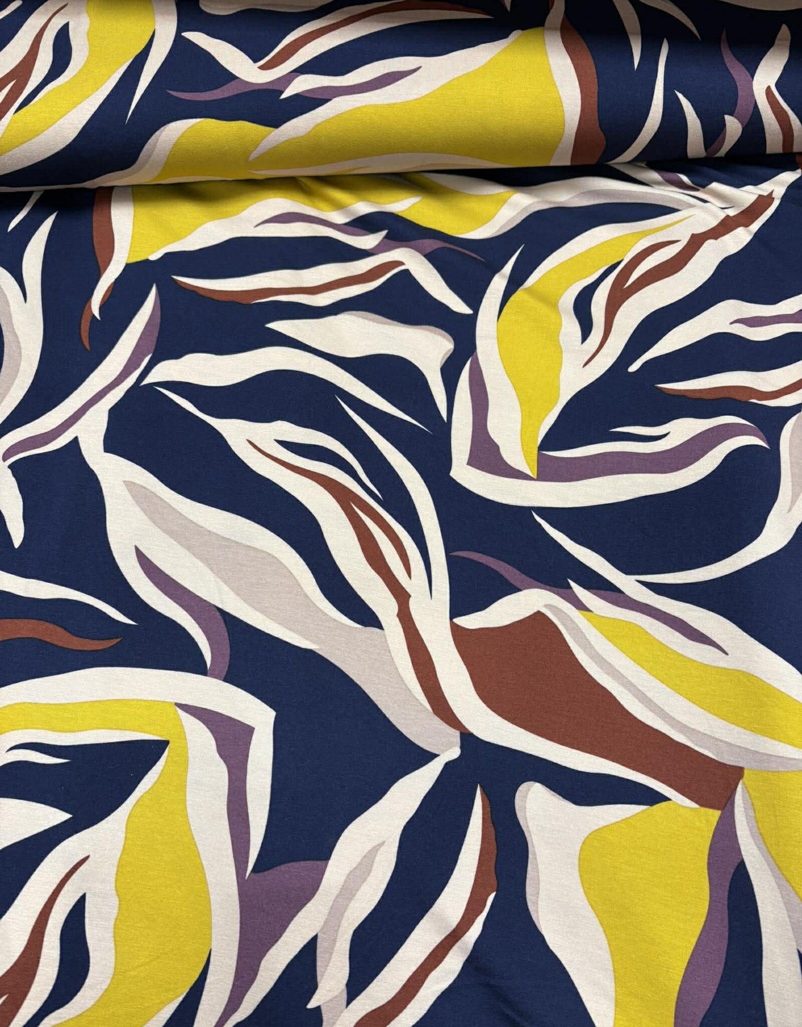 Viscose jersey navy abstracte print XL