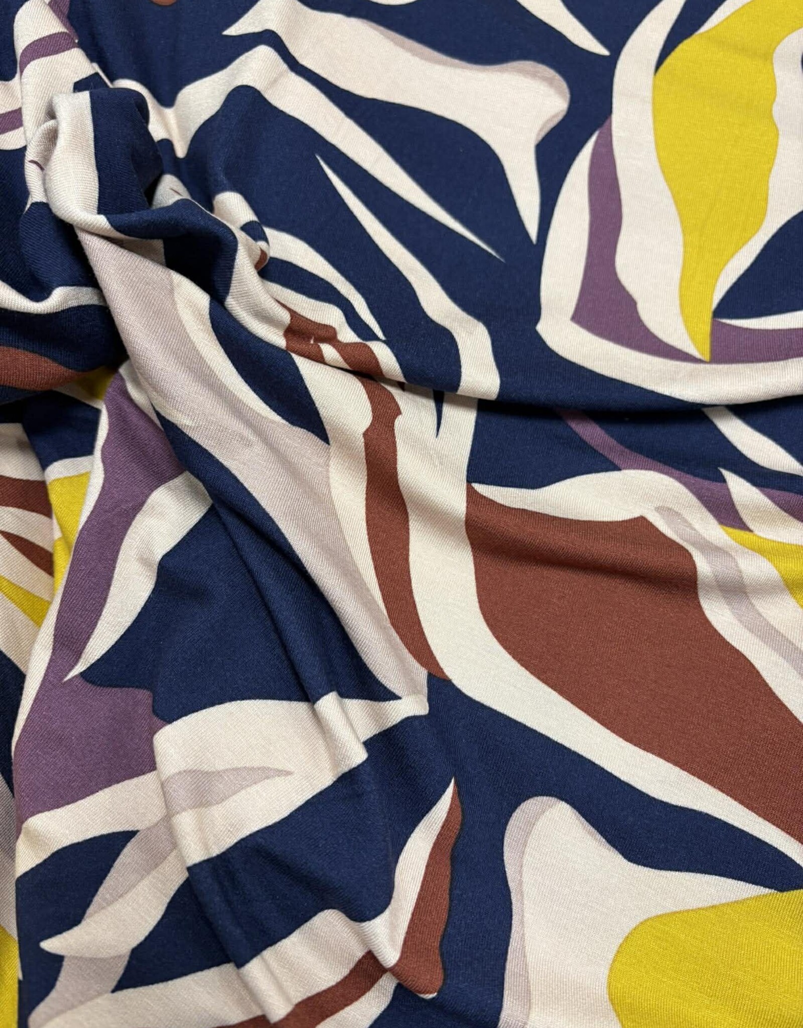 Viscose jersey navy abstracte print XL