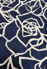 Viscose jersey two-tone abstract roses navy