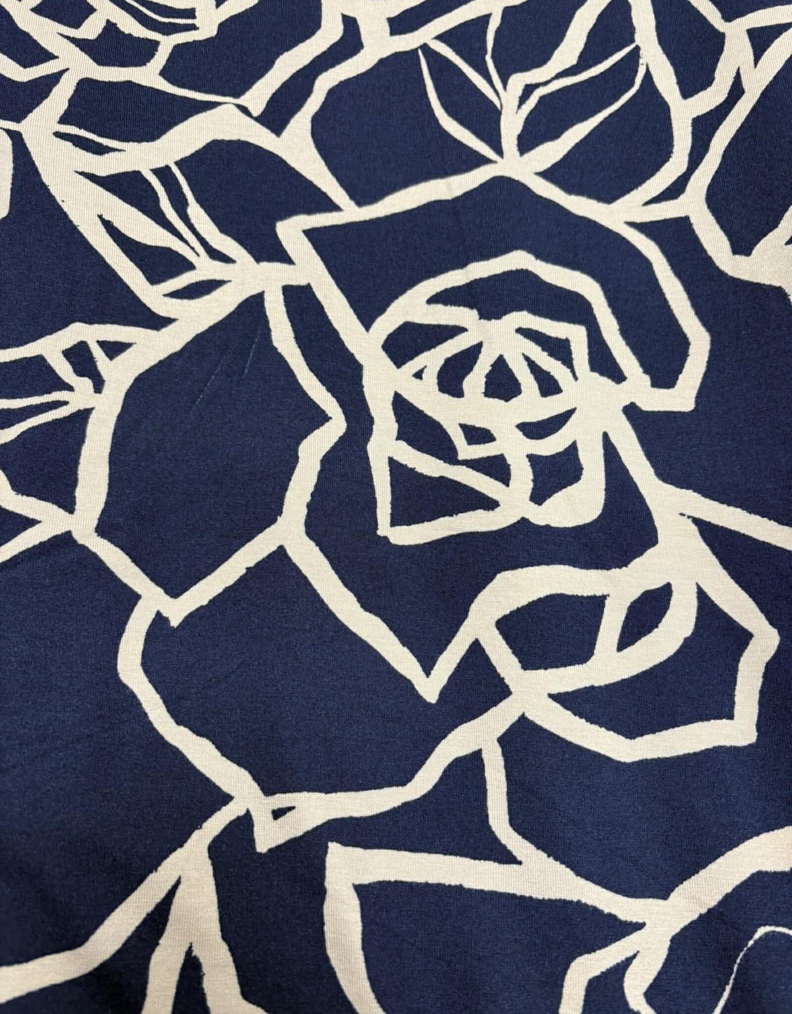 Viscose jersey two-tone abstract roses navy