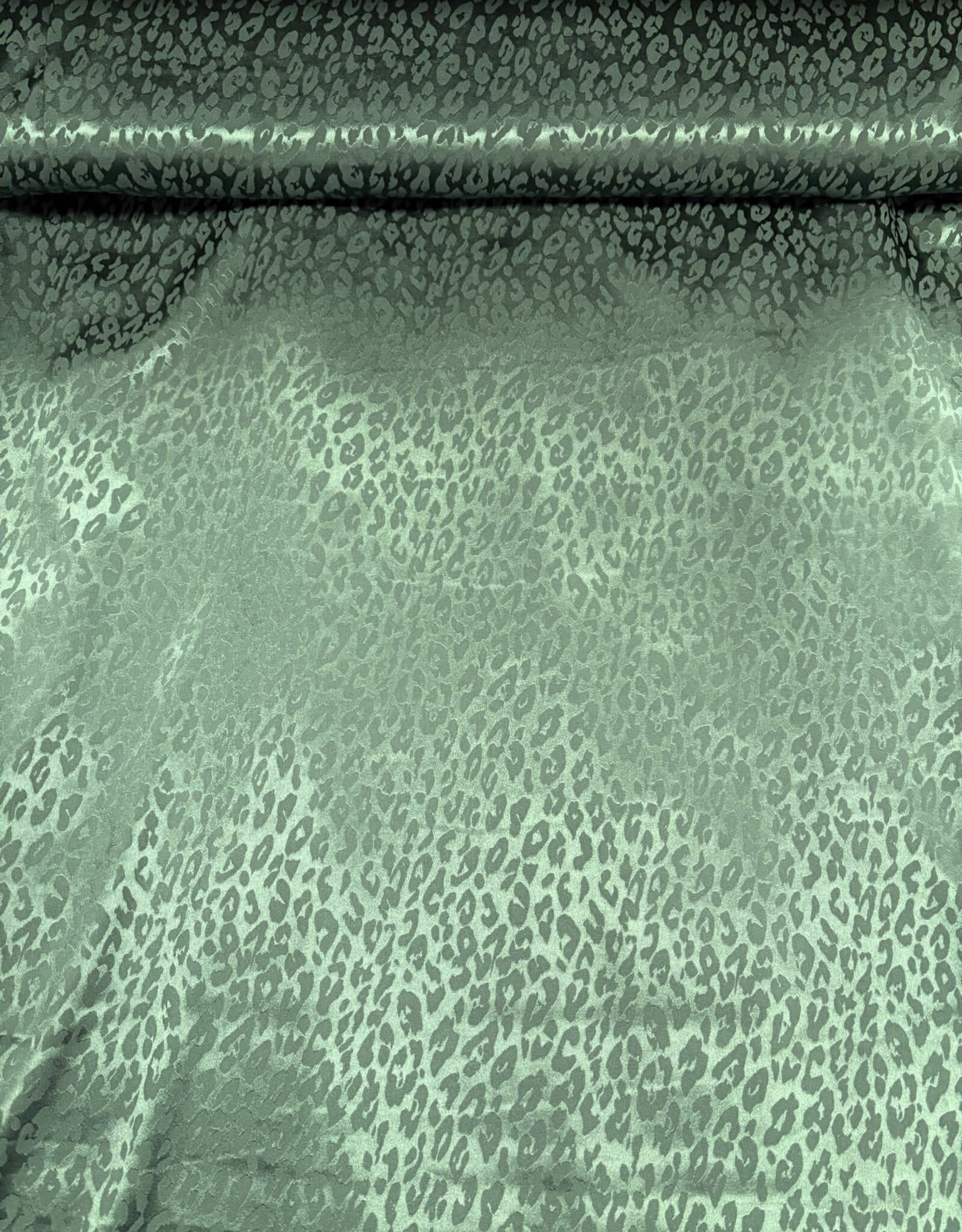 Satijn jacquard luipaardvlekken donkergroen